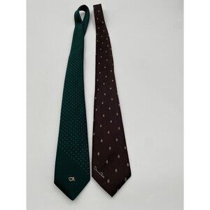 Oscar de la Renta 2-pack Pointed Green and Brown Neck Ties